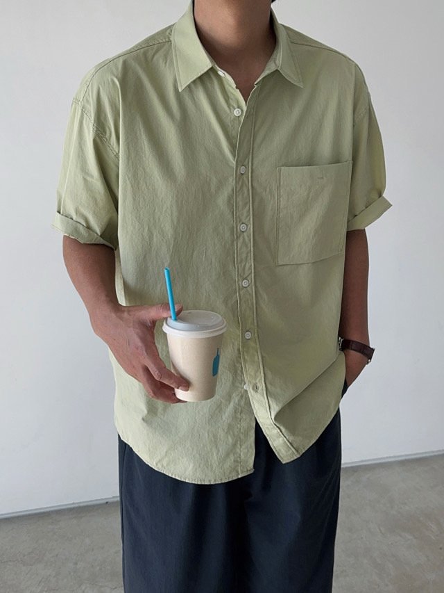 Pigment-Washed Nylon Shirt Jacket