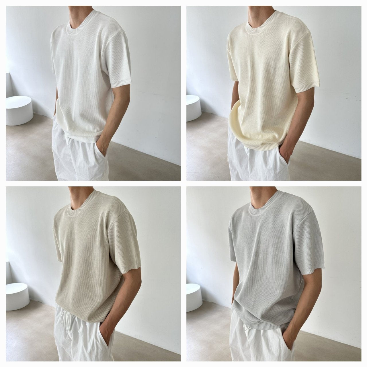 Hacci Half Sleeve Round Knit