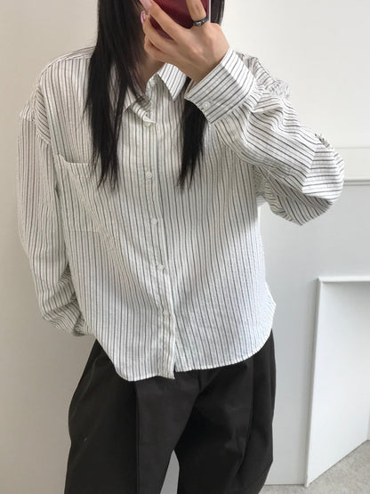 Bianco Stripe Cropped Shirt