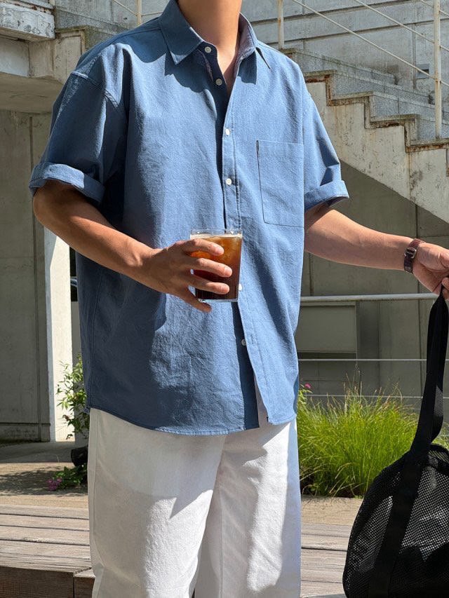 Pigment-Washed Nylon Shirt Jacket