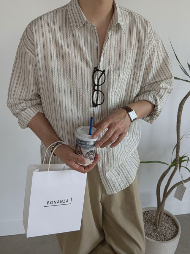 Rough Stripe Oversized Shirt