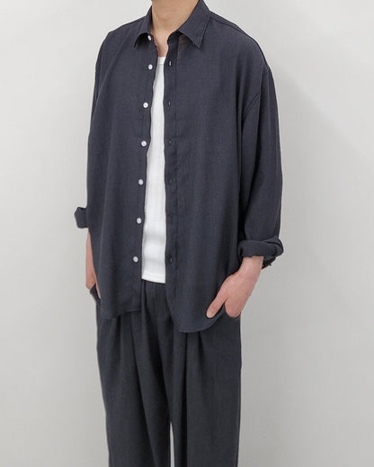 Pigment-Washed Nylon Shirt Jacket