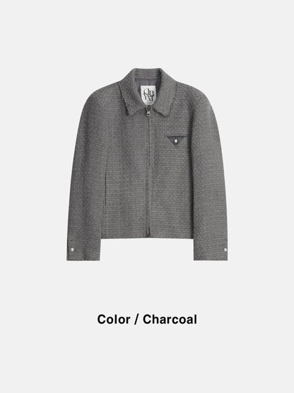 Drape Tweed Cropped Blouson
