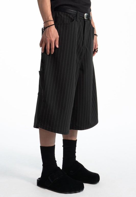 Pinstripe Wide Long Shorts