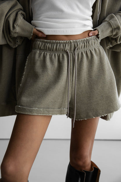PAPERMOON Pigment Cotton Cutted Detail Sweat Shorts