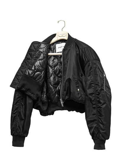PAPERMOON Heavy Twill Nylon Cropped Balloon MA-1 Flight Jacket