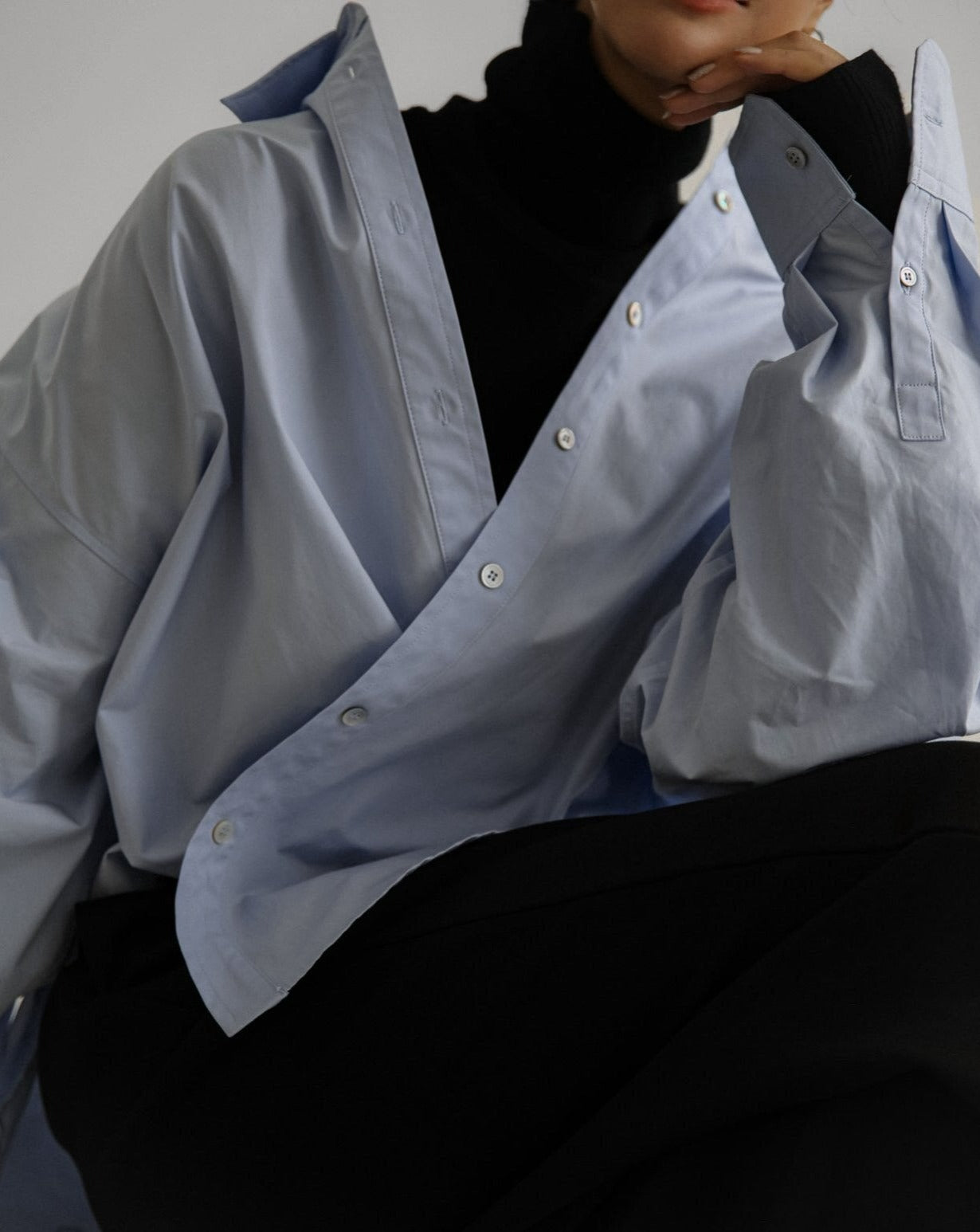 【PAPERMOON ペーパームーン】SS / Swing Collar Cotton Button Down Shirt