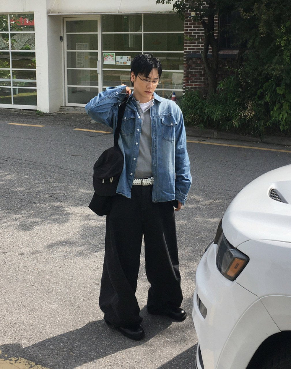 Broad-Stripe Denim Pants