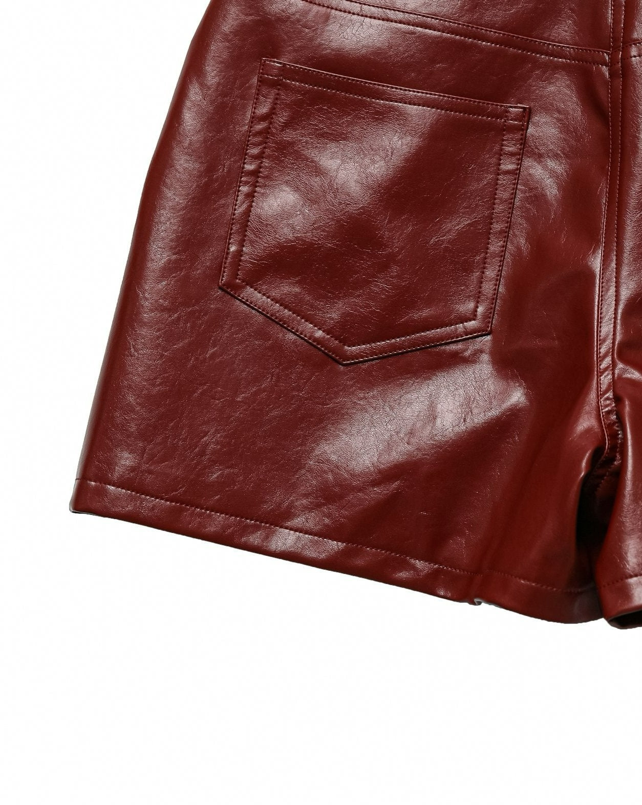 [PAPERMOON] SS / Denim Detail Vegan Leather Short Pants