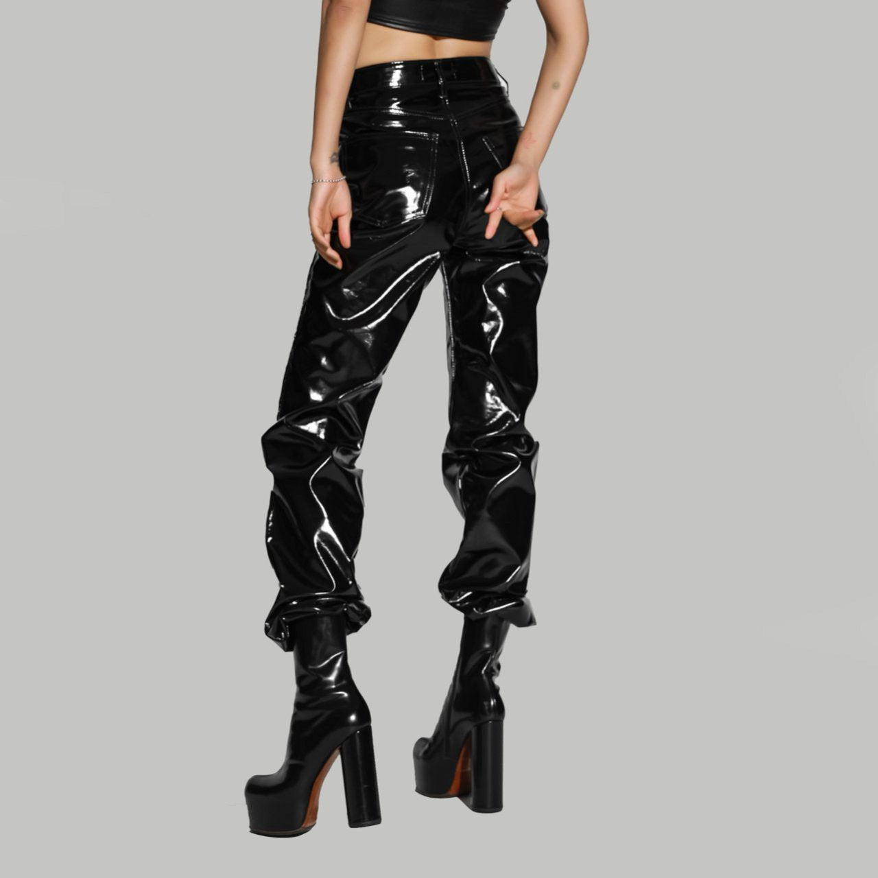[Ready to ship] [PAPERMOON] AW / Patent Vegan Leather Coated Straight Pants