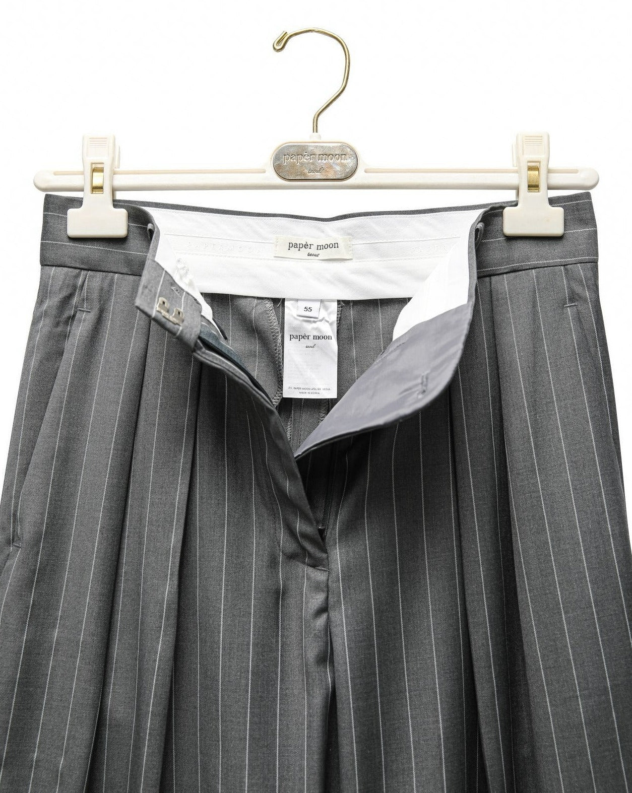 【PAPERMOON ペーパームーン】SS / Wide Pin Stripe Set up Suit Pleated Trousers