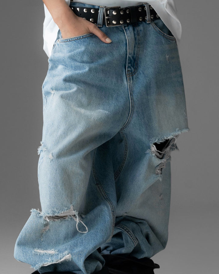 【PAPERMOON ペーパームーン】SS / Vintage Destroyed Wide Denim