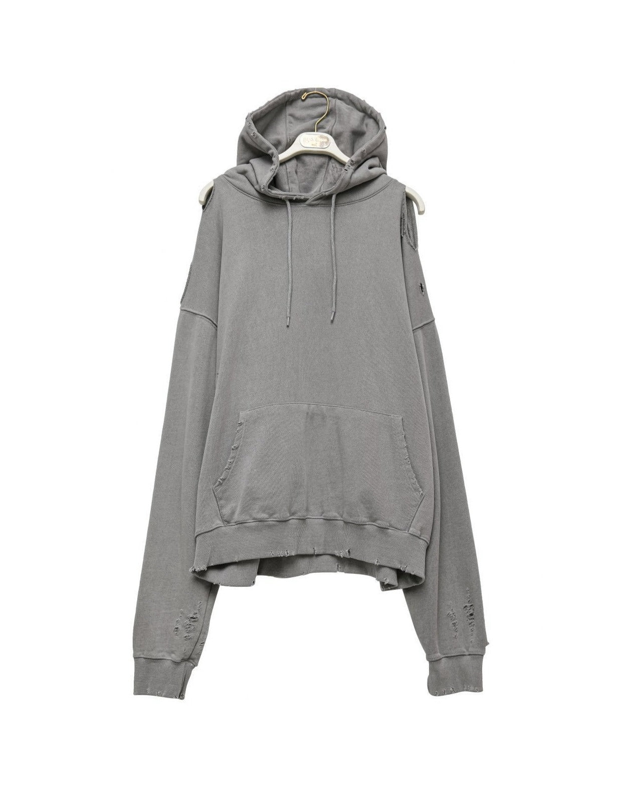 PAPERMOON Ladys AW Oversized Pigment Cutted Detail Hoodie Korean