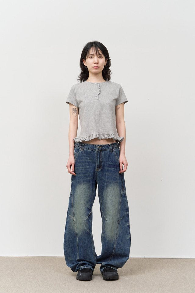Wide Barrel Denim Pants