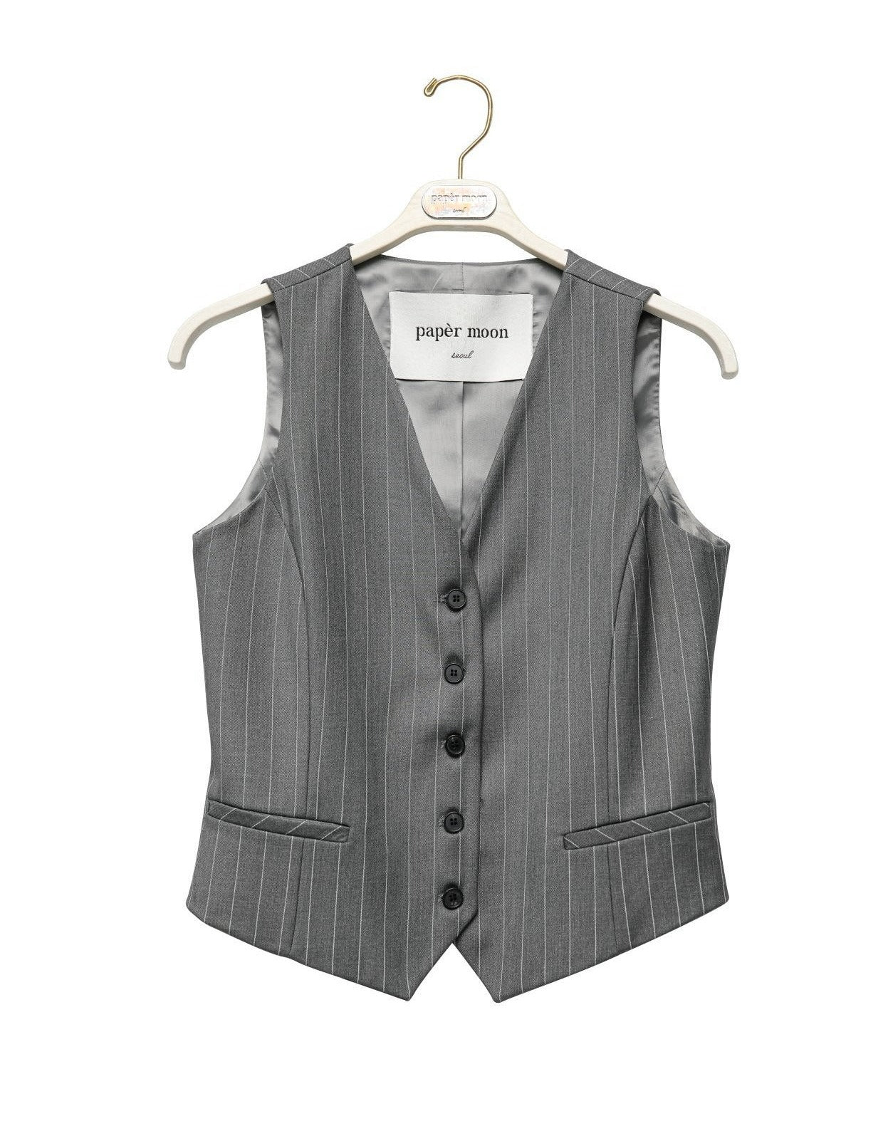 【PAPERMOON ペーパームーン】SS / Wide Pin Stripe Set Up Suit Vest