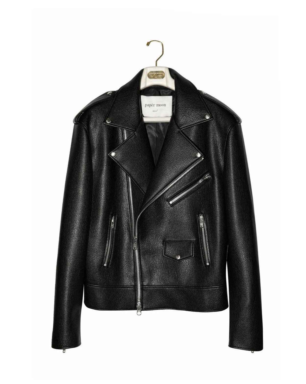 PAPERMOON Ladys] AW Oversized Chunky Zipped Vegan Leather Biker