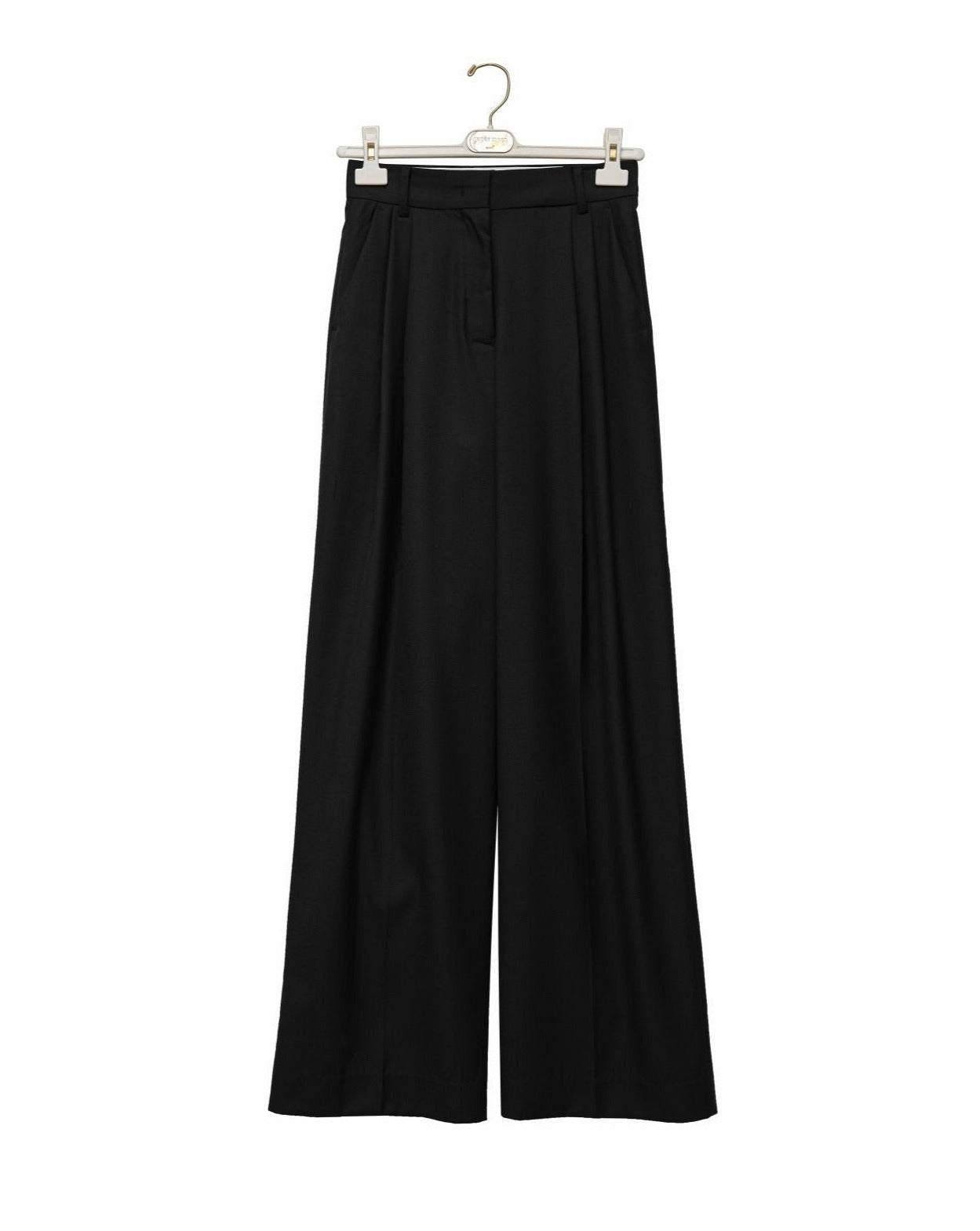 [PAPERMOON] SS / Sharkskin Fabric Pin Tuck Set Up Wide Trousers