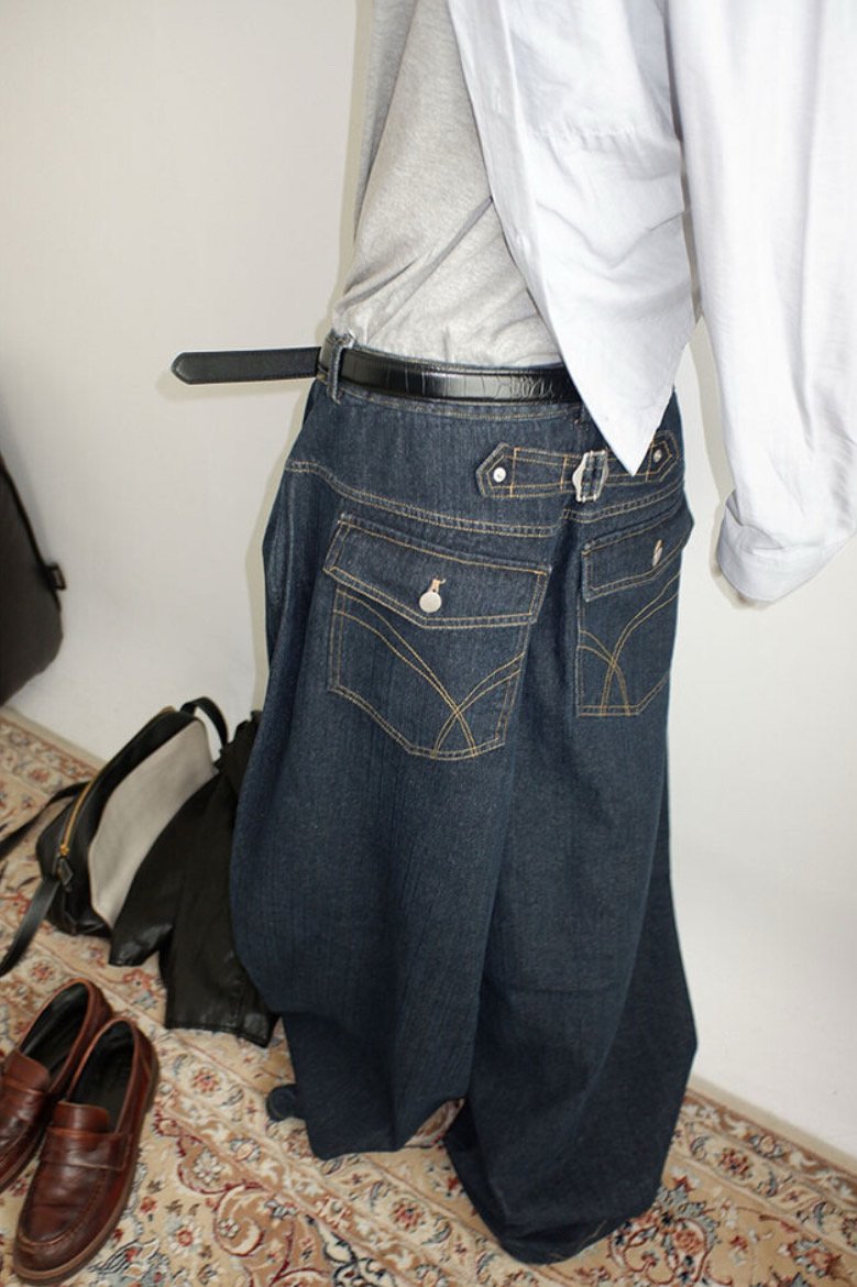 Broad-Stripe Denim Pants