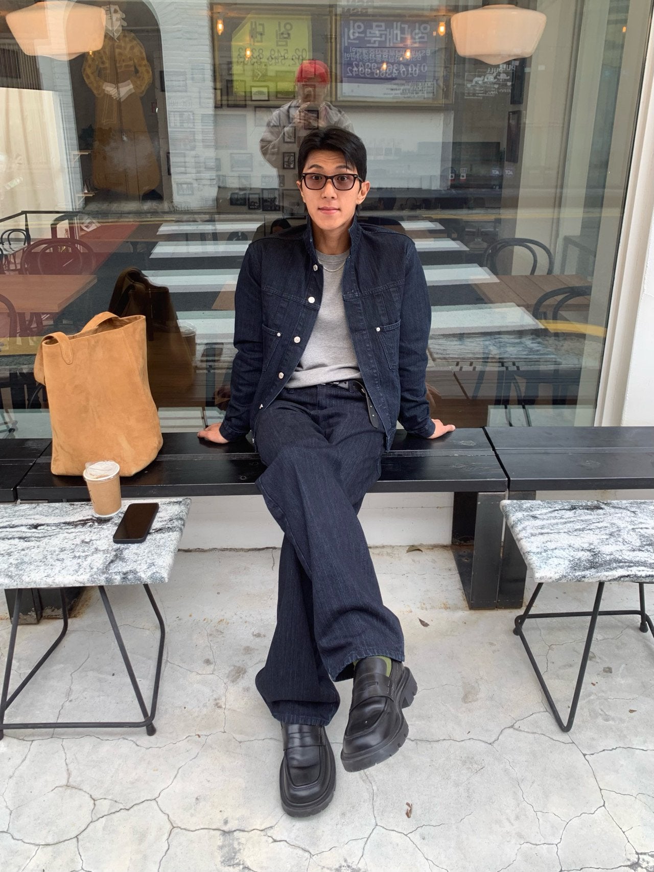 Luggage Ribbed Denim Set-up