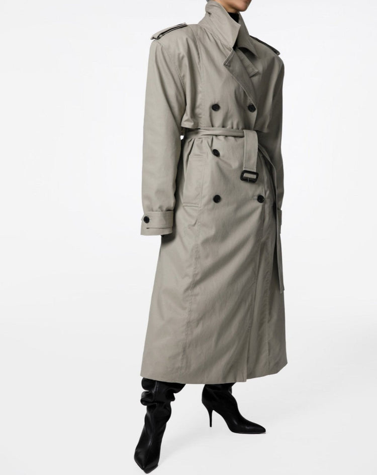 【PAPERMOON ペーパームーン】AW / Padded Detail Oversized Double Breasted Trench Coat