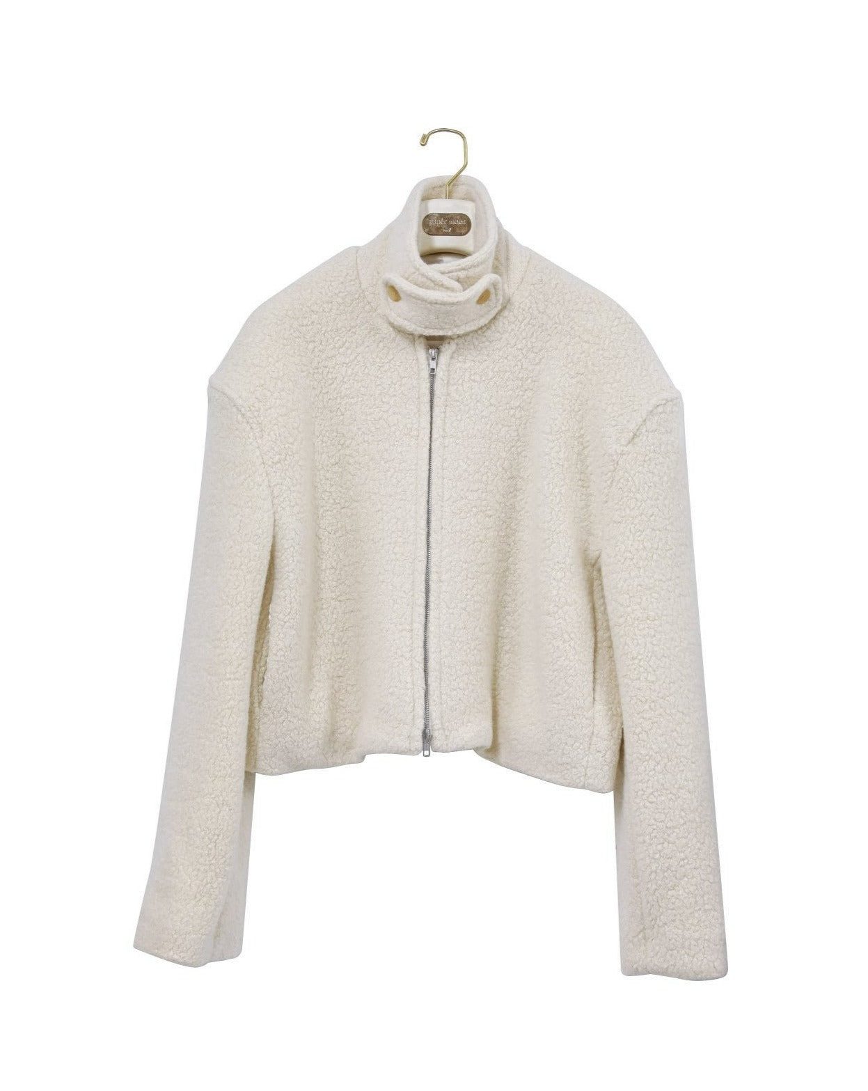 [Ready to ship] [PAPERMOON Paper Moon] AW / Bouclé Alpaca Blend Wool Cropped Two Way Zipped Jacket