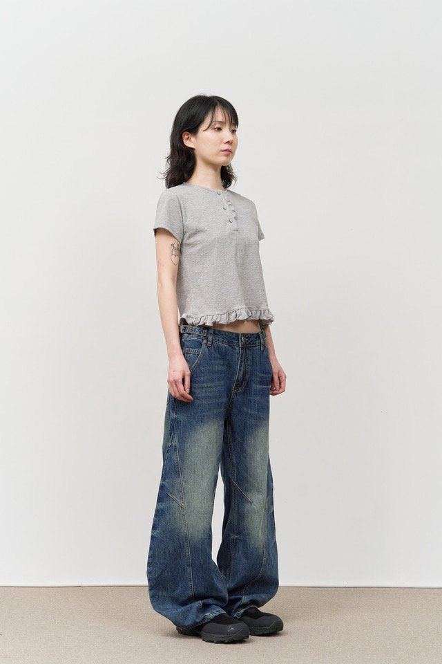 Wide Barrel Denim Pants