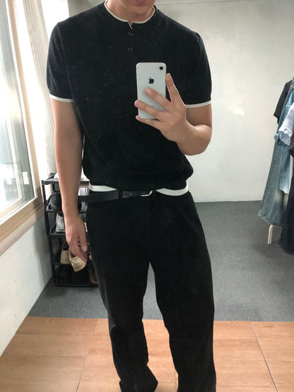 Trim Henley Knit
