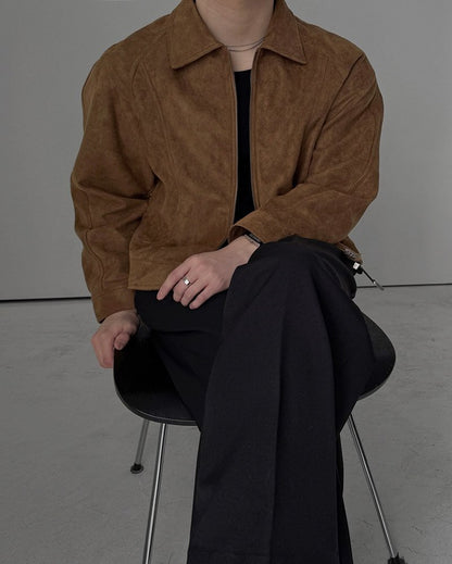Folk Collar Suede Jacket