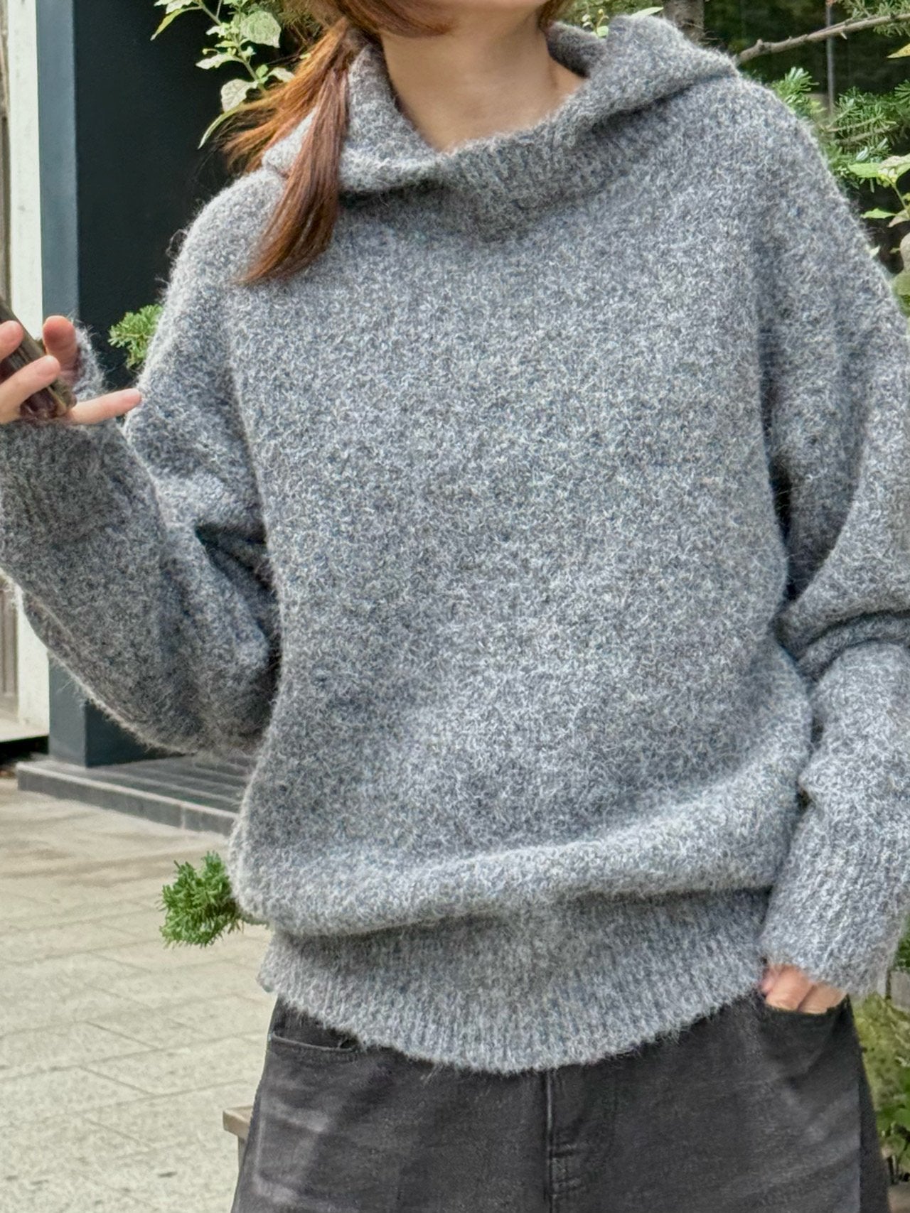 Kink Mohair Hood Knit