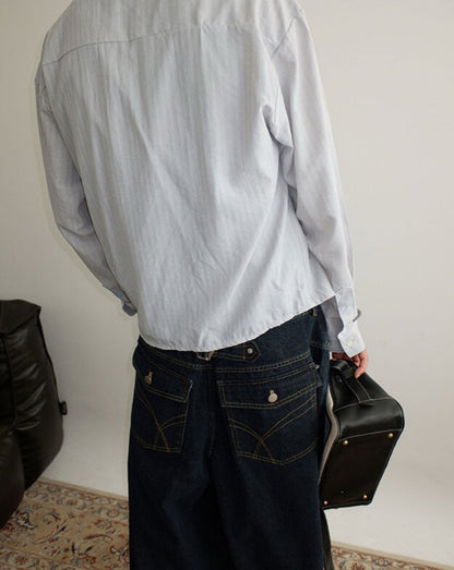 Broad-Stripe Denim Pants