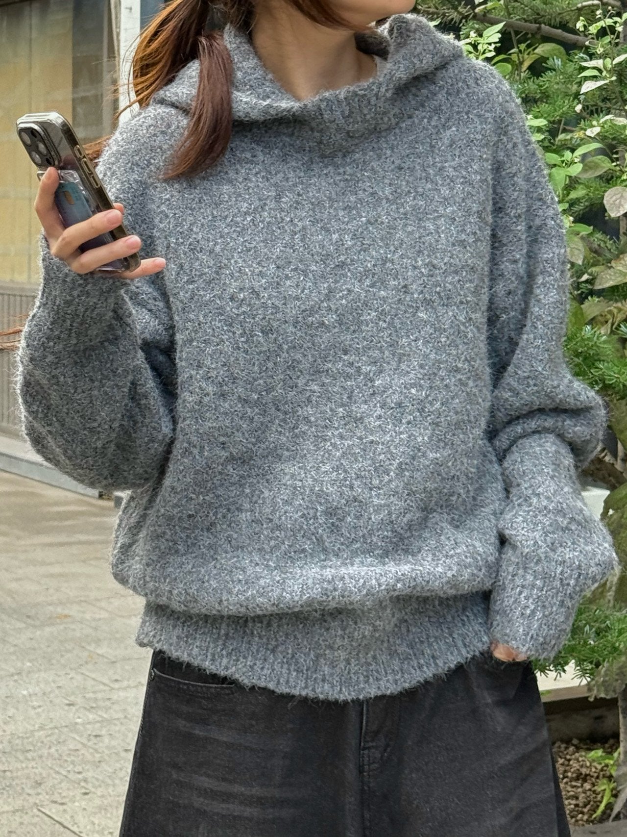 Kink Mohair Hood Knit