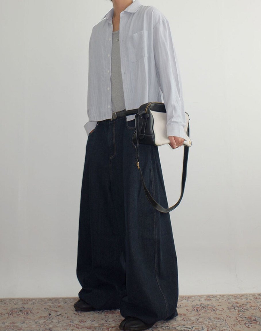 Broad Stripe Denim Set-up