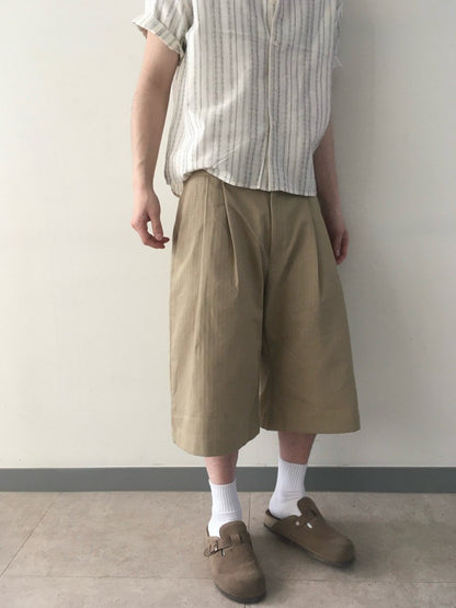 Herringbone Non-Fade Denim Bermuda Shorts