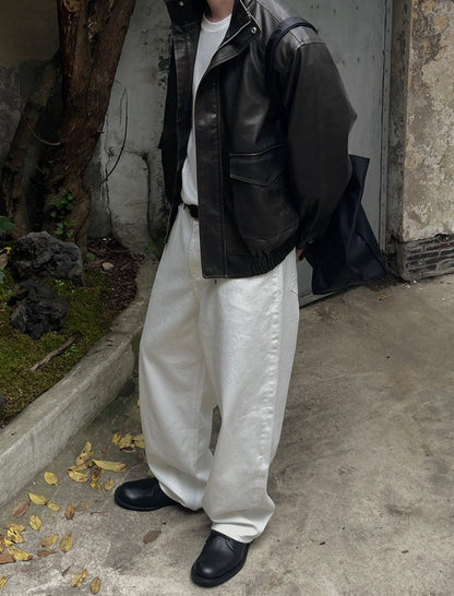 Glow Leather Blouson Jacket