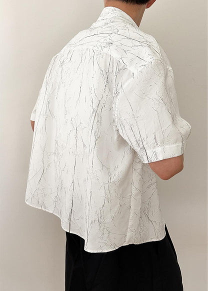 Crack Pattern Open-Collar Shirt