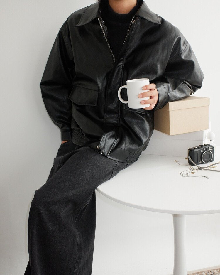 Soft Faux Leather Work Blouson