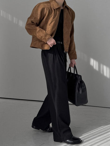 Folk Collar Suede Jacket