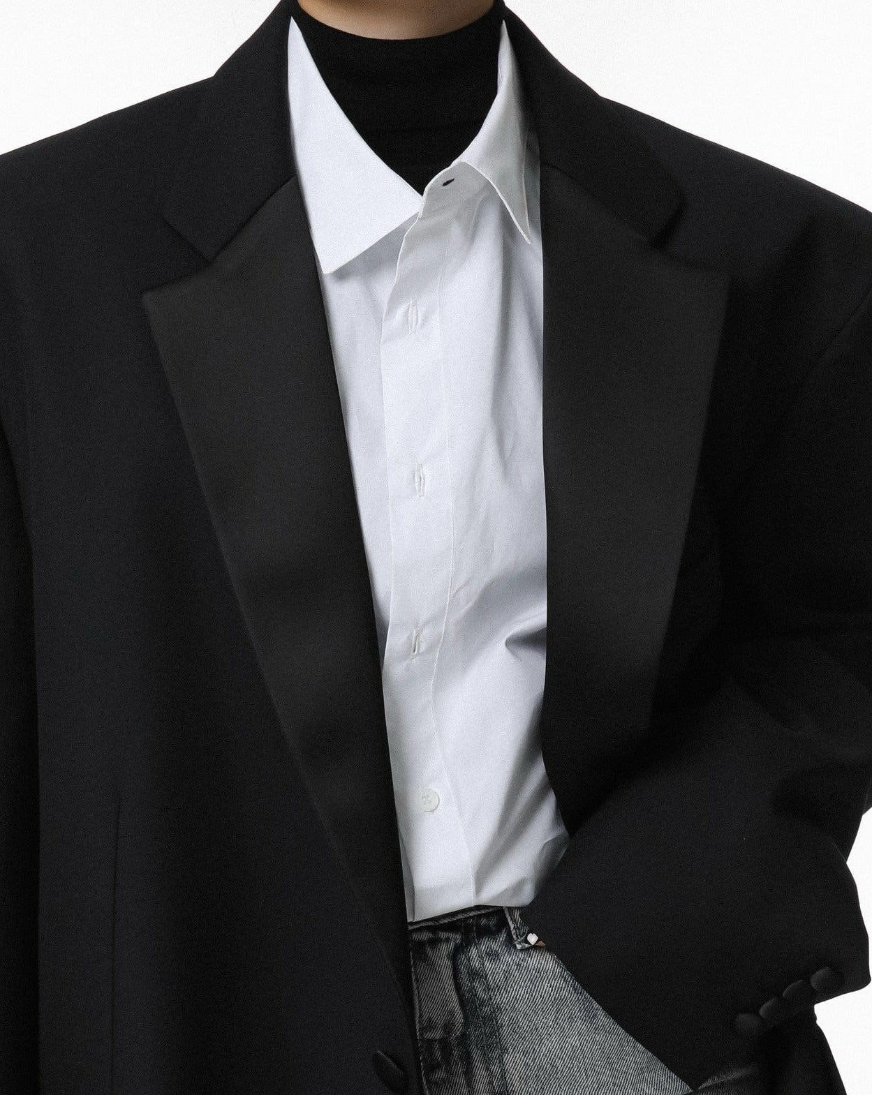 【PAPERMOON ペーパームーン】SS / Oversized Silky Lapel Single Tuxedo Blazer