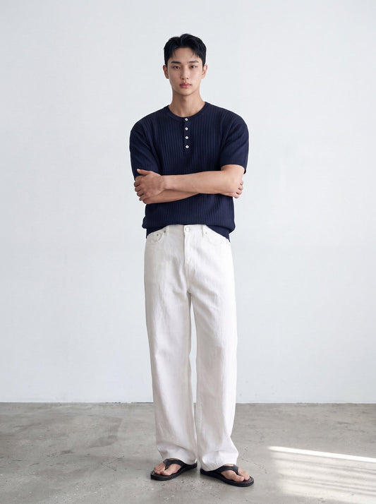 Vertical Henley Knit