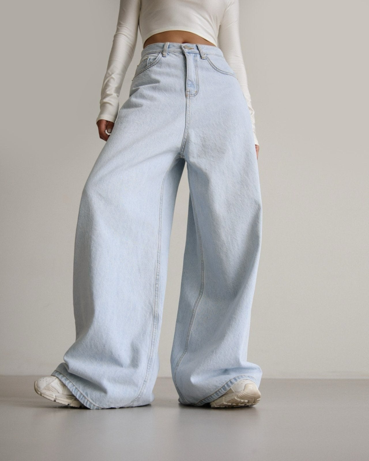 【PAPERMOON 페이퍼 문】SS / Iced Blue Wide Leg Flared Denim Jeans