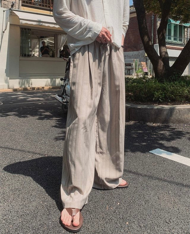 Tone-on Stripe Banding Slacks