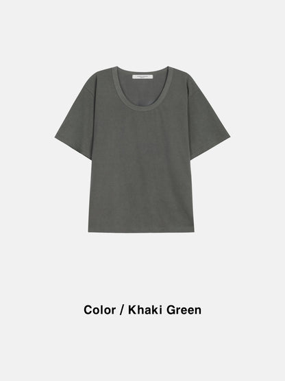 Washed Deep Crop U-Neck Tee