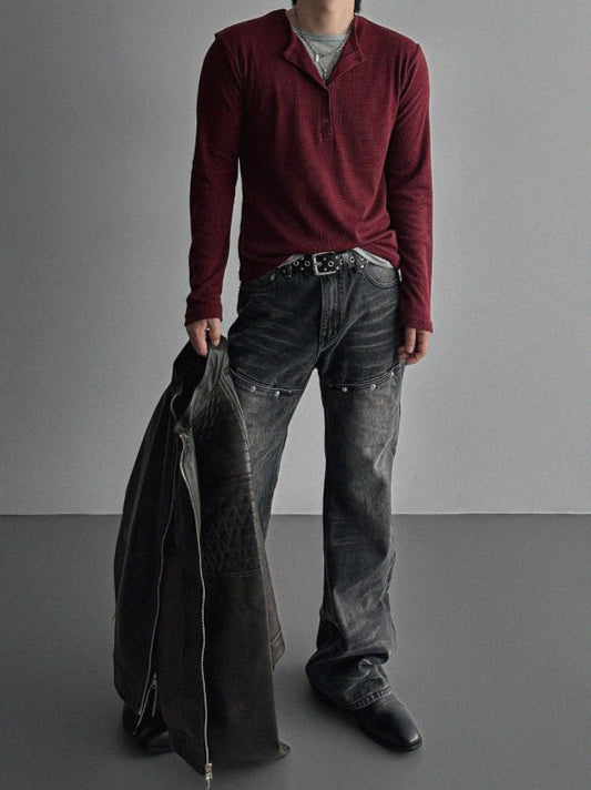 Layered Henry neck T-shirt