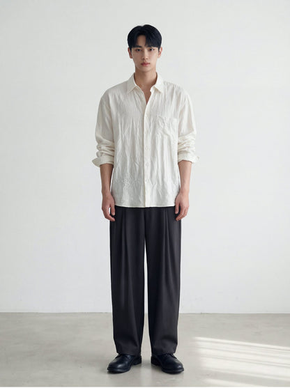Crinkle Cozy Semi-Wide Shirt