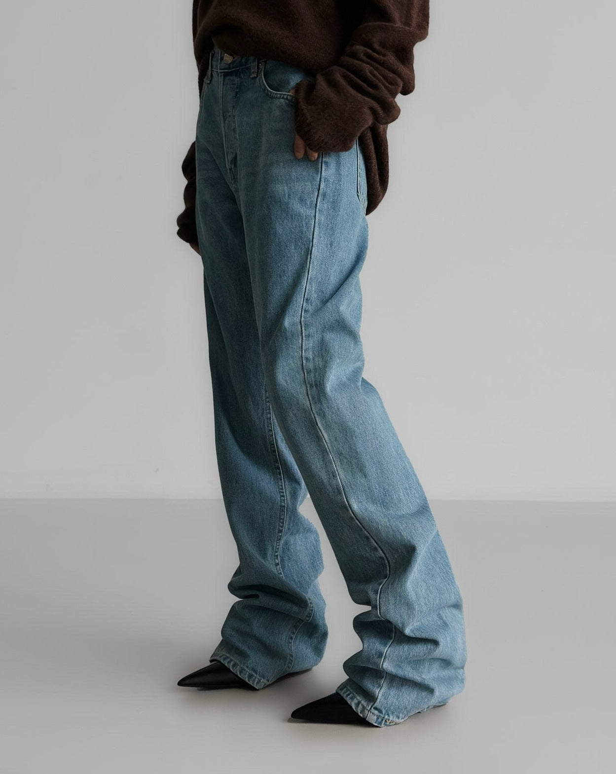 【즉납】【PAPERMOON 페이퍼 문】AW / Maxi Length Button Fly Boyfriend Jeans