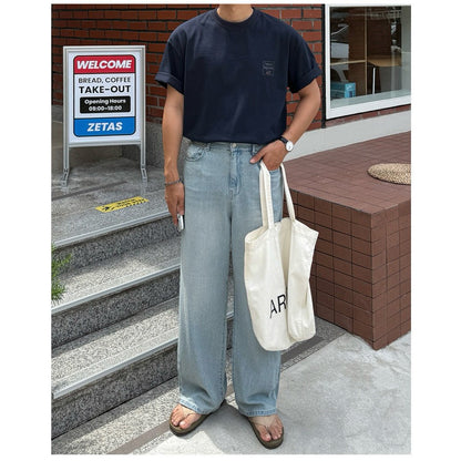 Linen Blend Back-Band Wide Denim