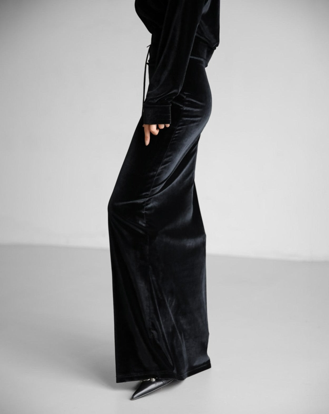 【즉납】【PAPERMOON 페이퍼 문】AW / Velvet Banded Maxi Pencil Skirt