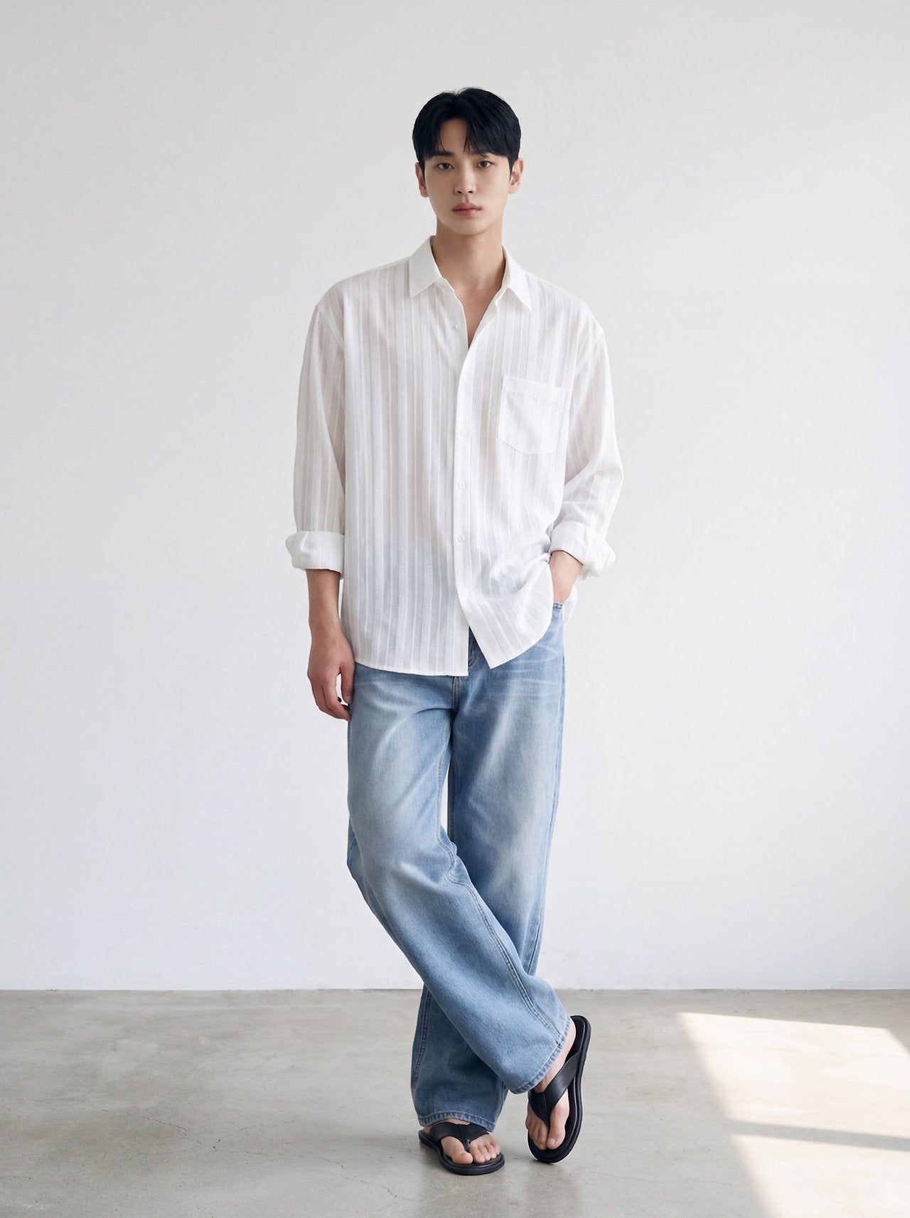 Pigment-Washed Nylon Shirt Jacket