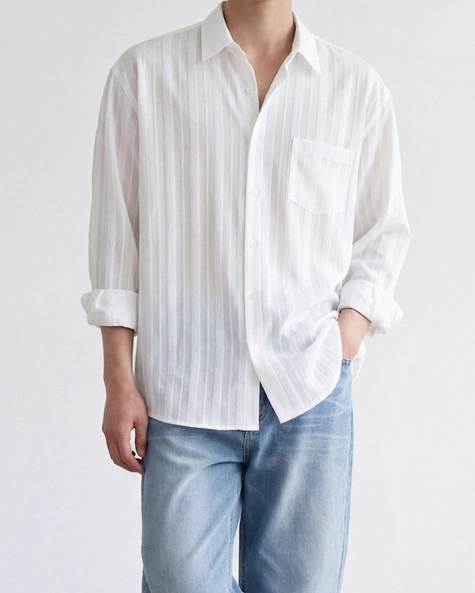 Pigment-Washed Nylon Shirt Jacket