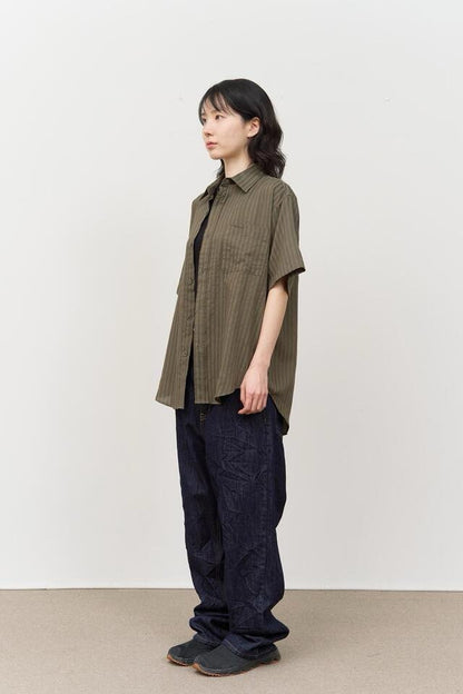 Striped Open-Collar Shirt